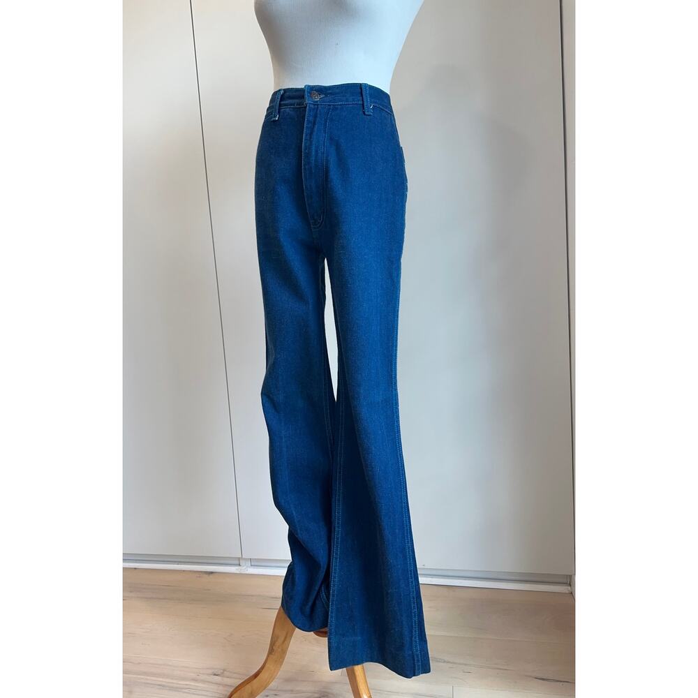 Vintage Organically Grown 70s Jeans Dark Wash W26 Straight Leg Classic Denim